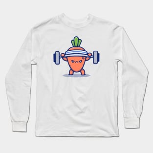 Cute Carrot Lifting Barbell Long Sleeve T-Shirt